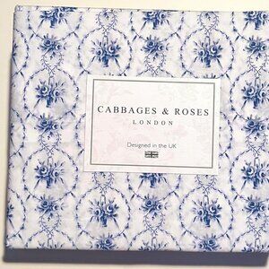 Cabbages & Roses London JULIA BLUE / FLORAL MEDALLION Sheet Set - QUEEN Size